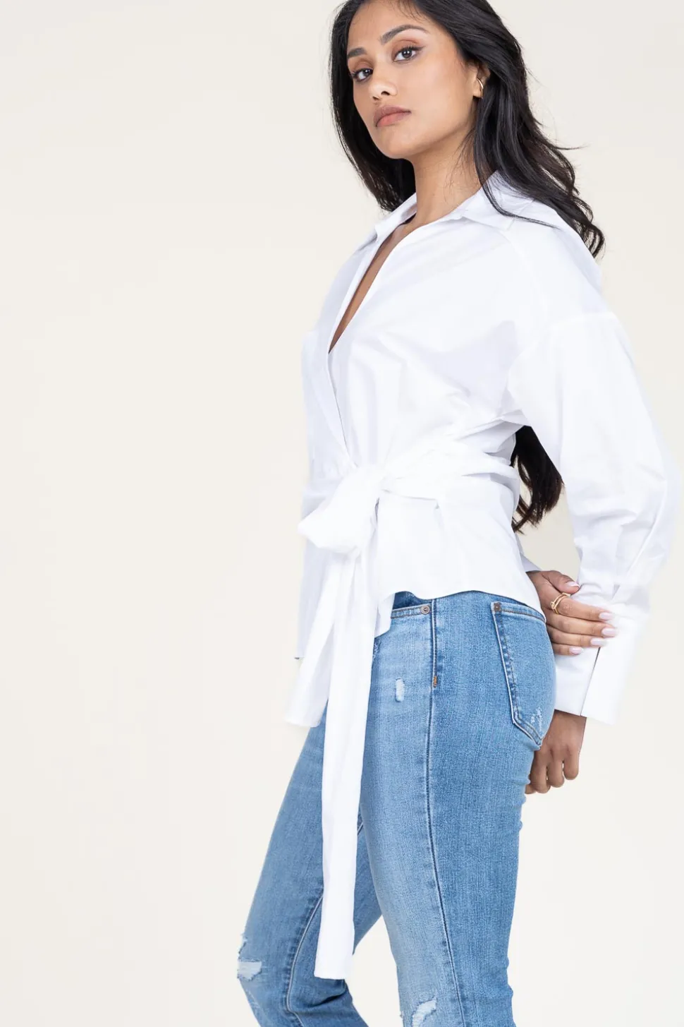 Poplin Wrap Top Ramona | White... | Devotion | Little Soho