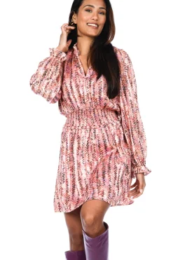 Printed Jaqcuard Dress With Lurex Vivida | Pink... | Dante 6 | Little Soho
