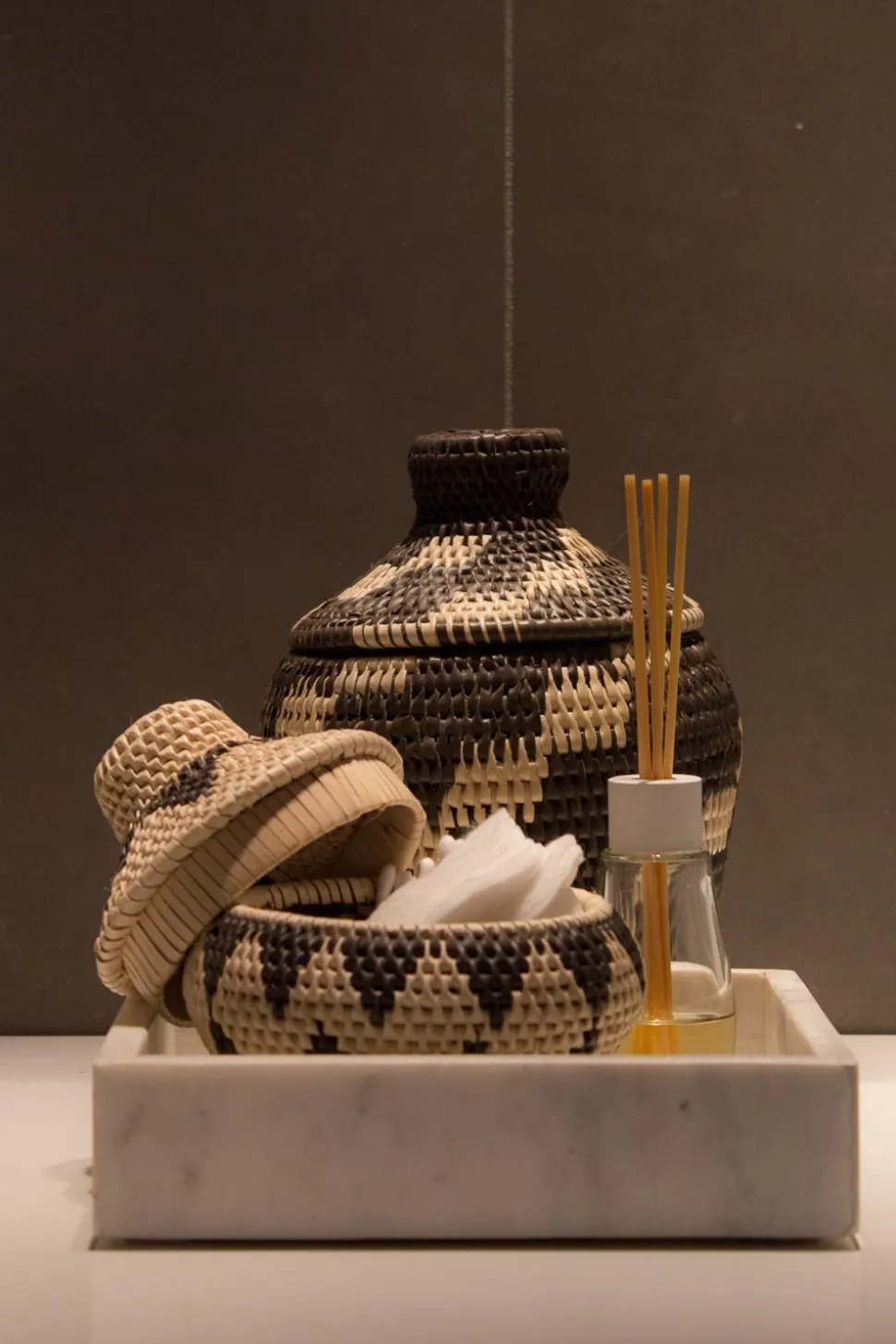 Printed Rattan Basket Billy - Small | Black & White... | Little Soho Living | Little Soho