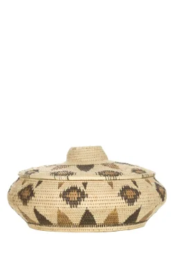 Printed Rattan Basket Faye - Low | Natural... | Little Soho Living | Little Soho