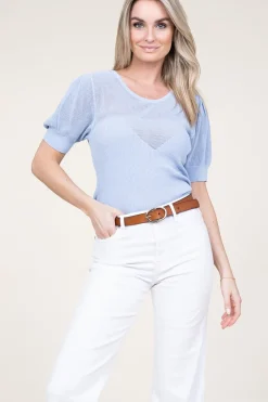 Rayon Top With Bustier Ellen Ray | Blue... | Aaiko | Little Soho