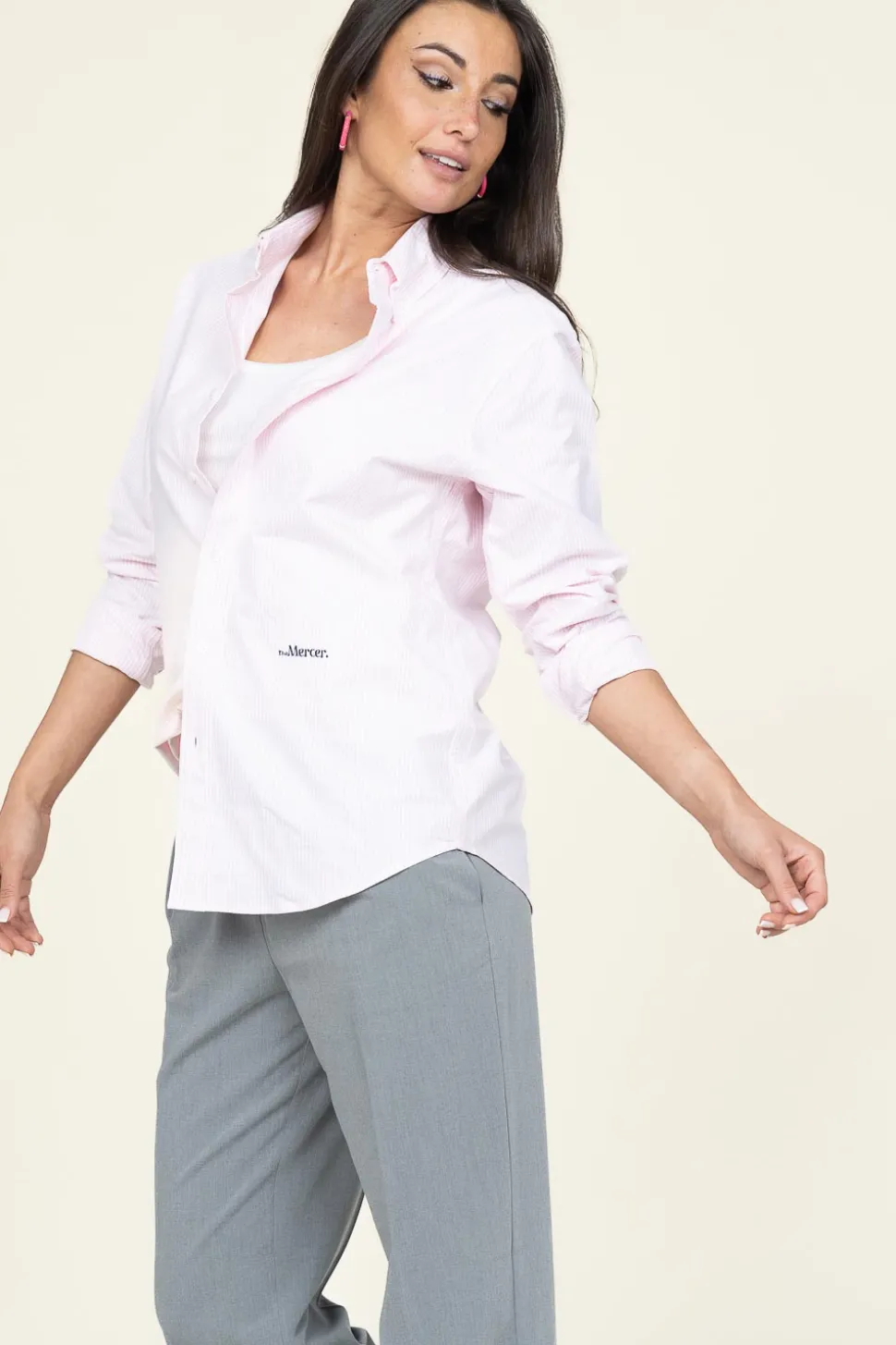 Recycled Cotton Blouse The Oxford | Pink... | Mercer | Little Soho
