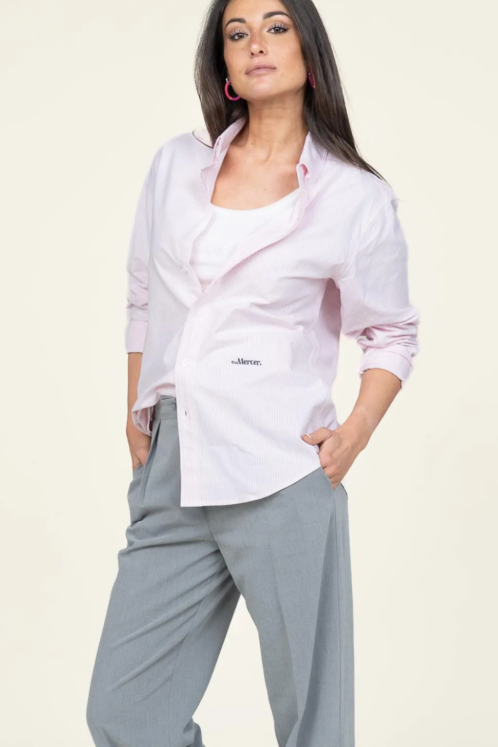 Recycled Cotton Blouse The Oxford | Pink... | Mercer | Little Soho