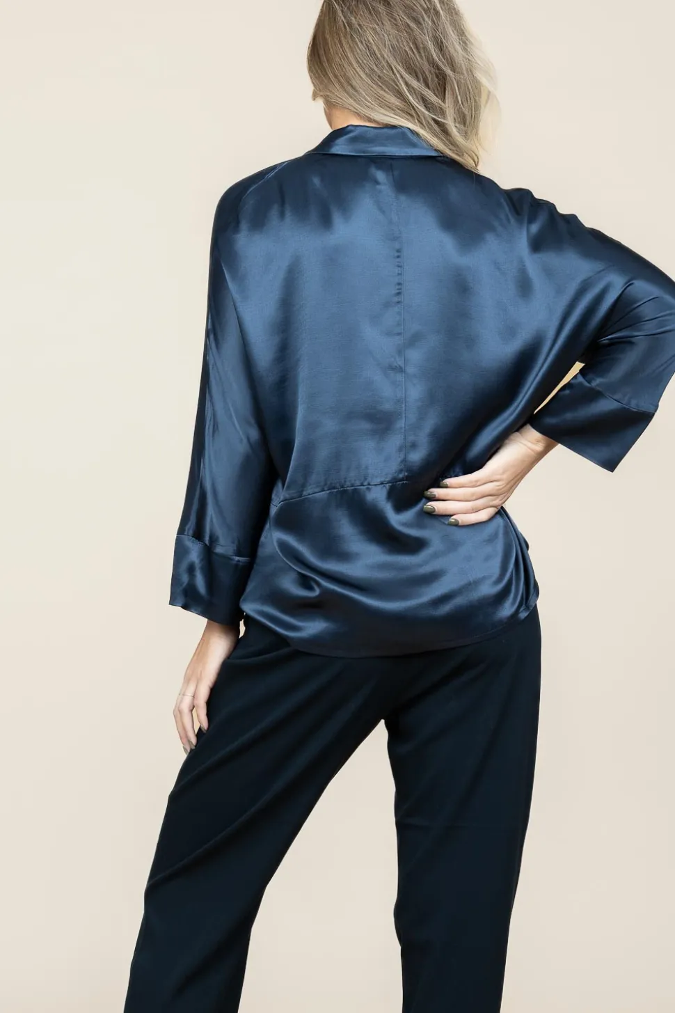 Satin Blouse Maia | Blue... | Greek Archaic Kori | Little Soho