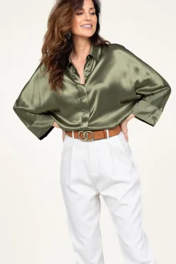 Satin Blouse Maia | Green... | Greek Archaic Kori | Little Soho