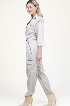 Satin Cargo Jumpsuit Vianna | Natural... | Copenhagen Muse | Little Soho