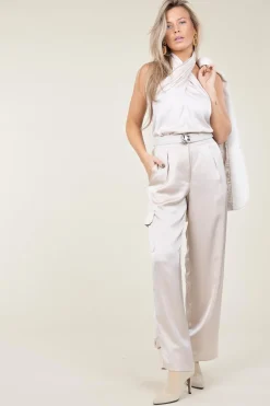 Satin Cargo Pants Harlow | Beige... | Dante 6 | Little Soho