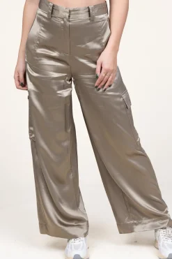 Satin Cargo Trousers Silma | Green... | Mes Demoiselles | Little Soho