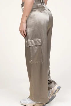 Satin Cargo Trousers Silma | Green... | Mes Demoiselles | Little Soho