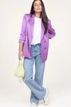 Satin Double-Breasted Blazer Sevigny | Purple... | Dante 6 | Little Soho