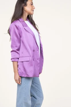 Satin Double-Breasted Blazer Sevigny | Purple... | Dante 6 | Little Soho