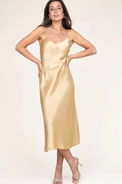 Satin Dress Zena | Gold... | Greek Archaic Kori | Little Soho