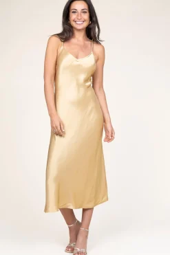 Satin Dress Zena | Gold... | Greek Archaic Kori | Little Soho