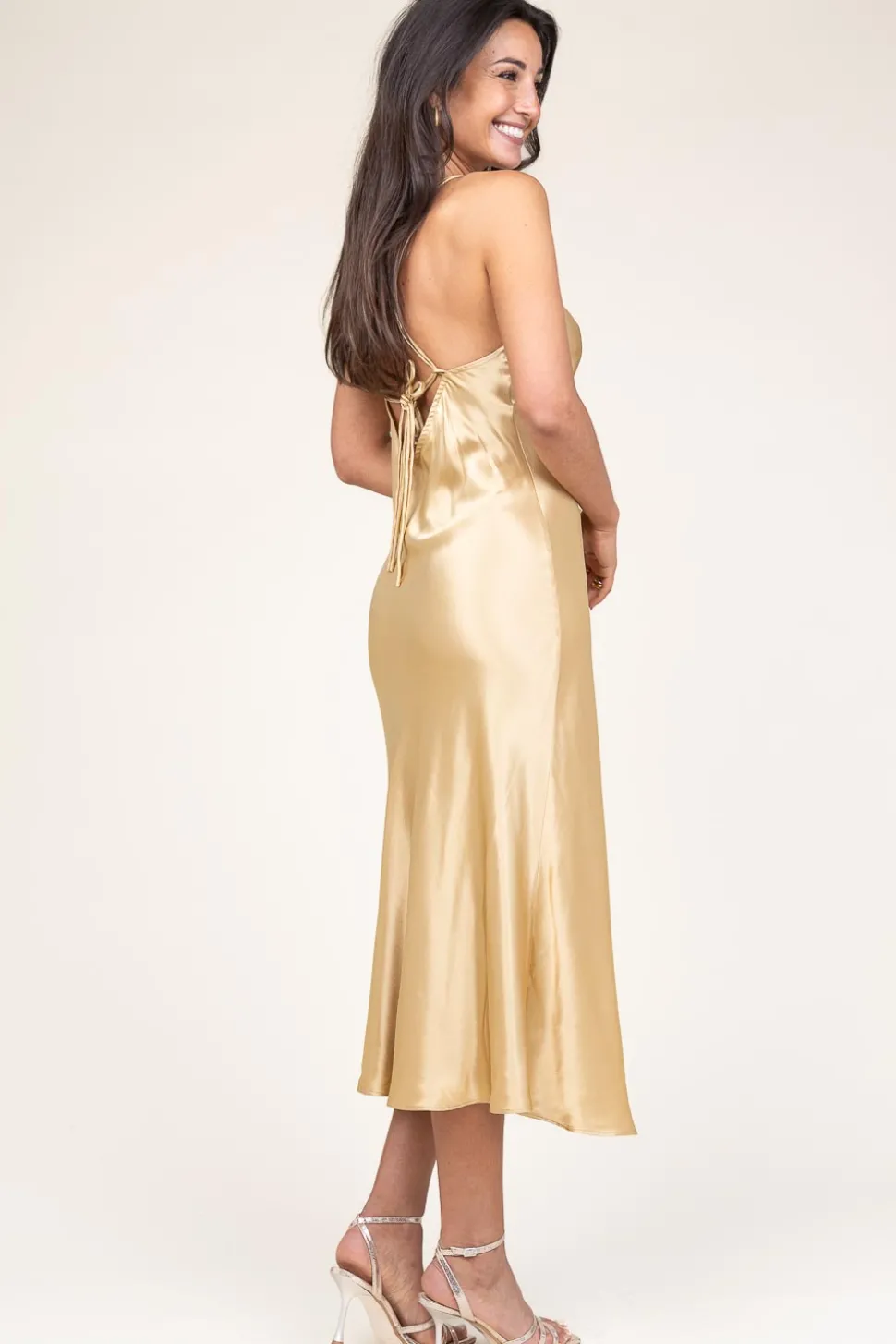 Satin Dress Zena | Gold... | Greek Archaic Kori | Little Soho