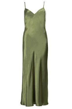 Satin Dress Zena | Green... | Greek Archaic Kori | Little Soho