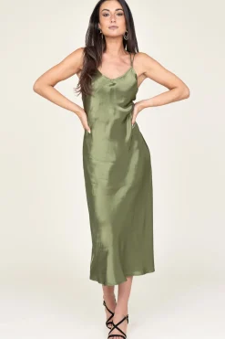 Satin Dress Zena | Green... | Greek Archaic Kori | Little Soho