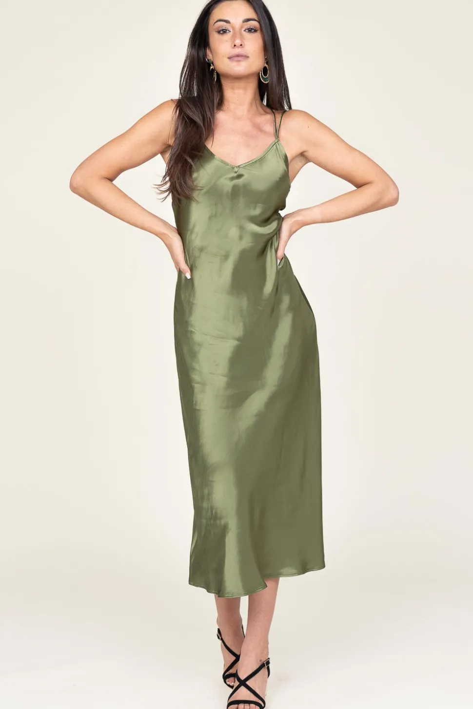 Satin Dress Zena | Green... | Greek Archaic Kori | Little Soho