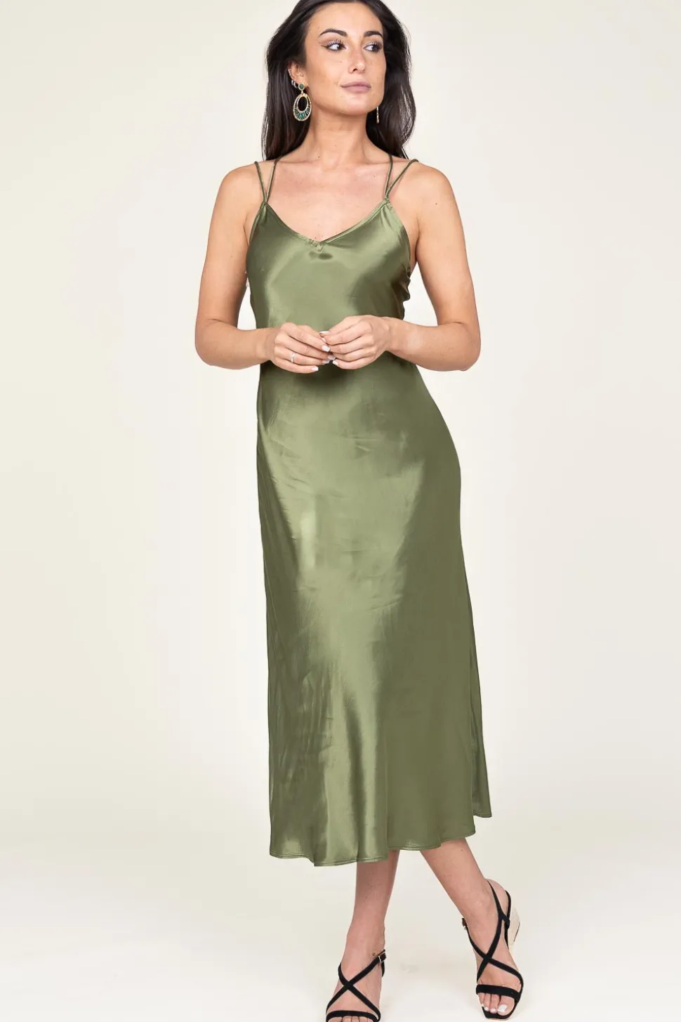 Satin Dress Zena | Green... | Greek Archaic Kori | Little Soho
