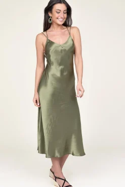 Satin Dress Zena | Green... | Greek Archaic Kori | Little Soho