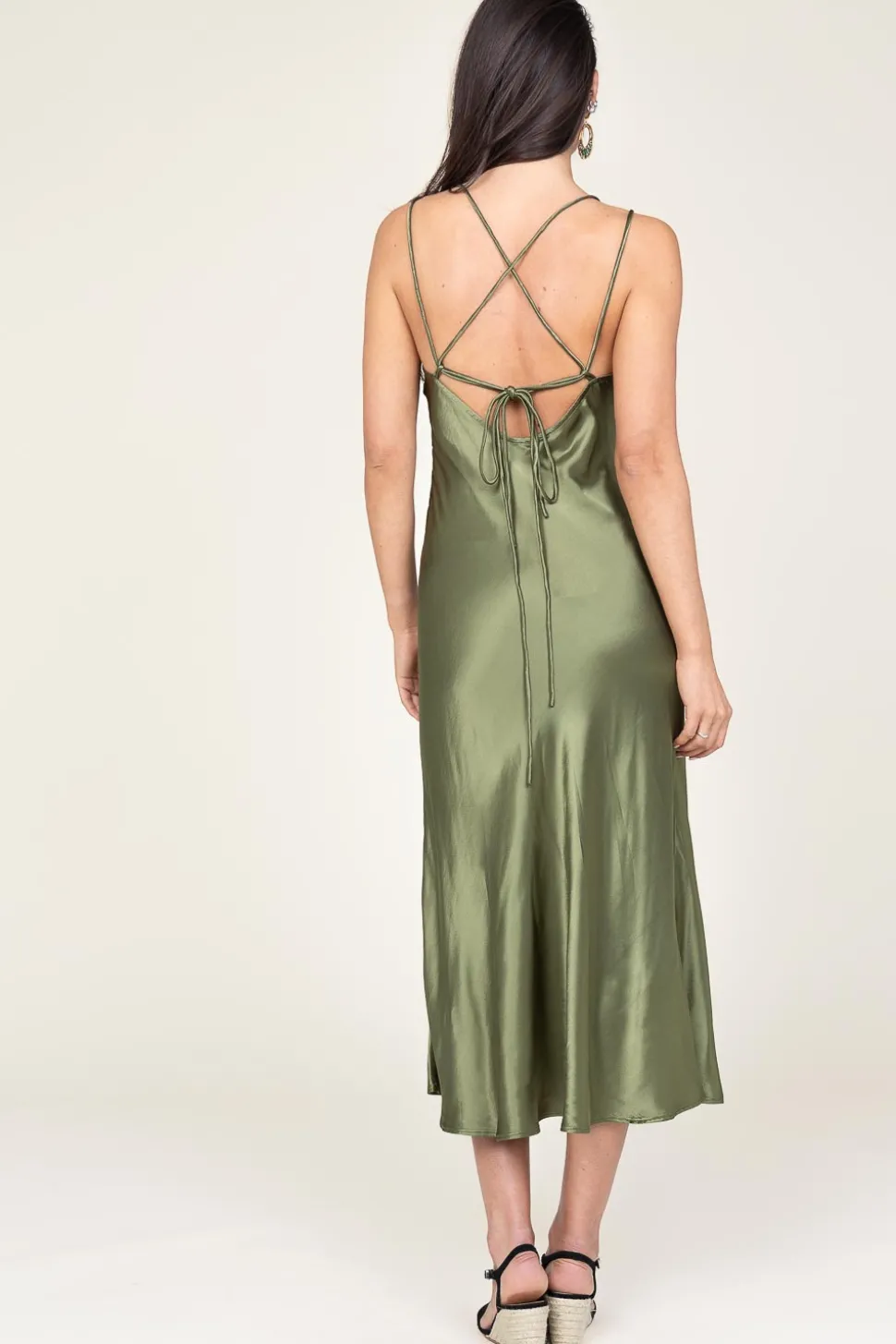 Satin Dress Zena | Green... | Greek Archaic Kori | Little Soho