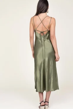 Satin Dress Zena | Green... | Greek Archaic Kori | Little Soho