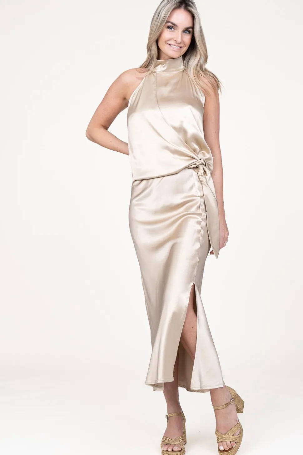 Satin Halter Top London | Beige... | March23 | Little Soho