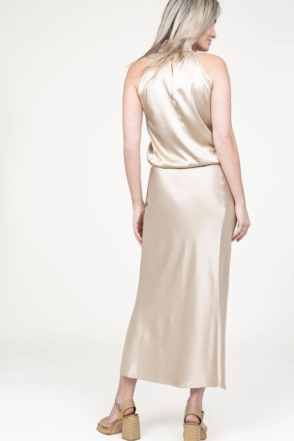 Satin Halter Top London | Beige... | March23 | Little Soho