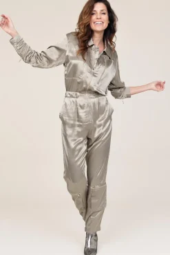 Satin Jumpsuit Silim | Green... | Mes Demoiselles | Little Soho