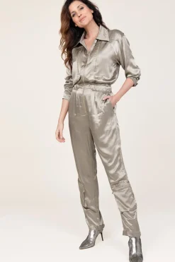 Satin Jumpsuit Silim | Green... | Mes Demoiselles | Little Soho