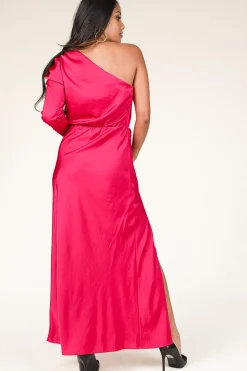 Satin One-Shoulder Dress Penrith | Pink... | Dante 6 | Little Soho
