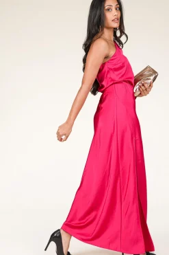 Satin One-Shoulder Dress Penrith | Pink... | Dante 6 | Little Soho