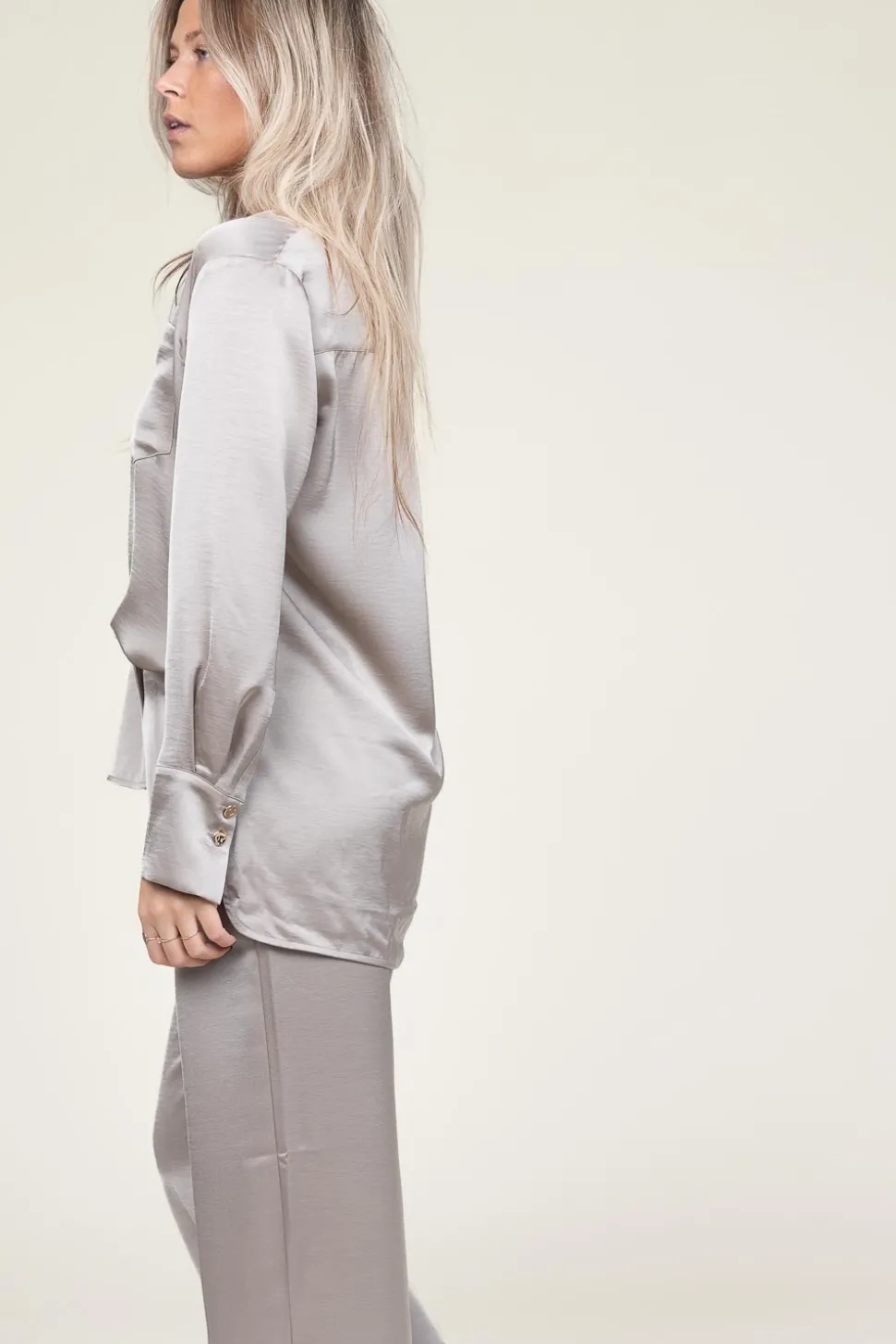 Satin Oversized Blouse Louda | Taupe... | Dante 6 | Little Soho