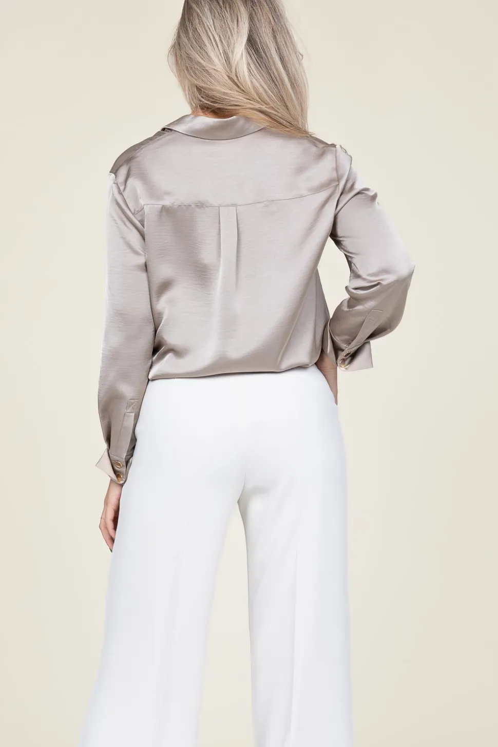 Satin Oversized Blouse Louda | Taupe... | Dante 6 | Little Soho