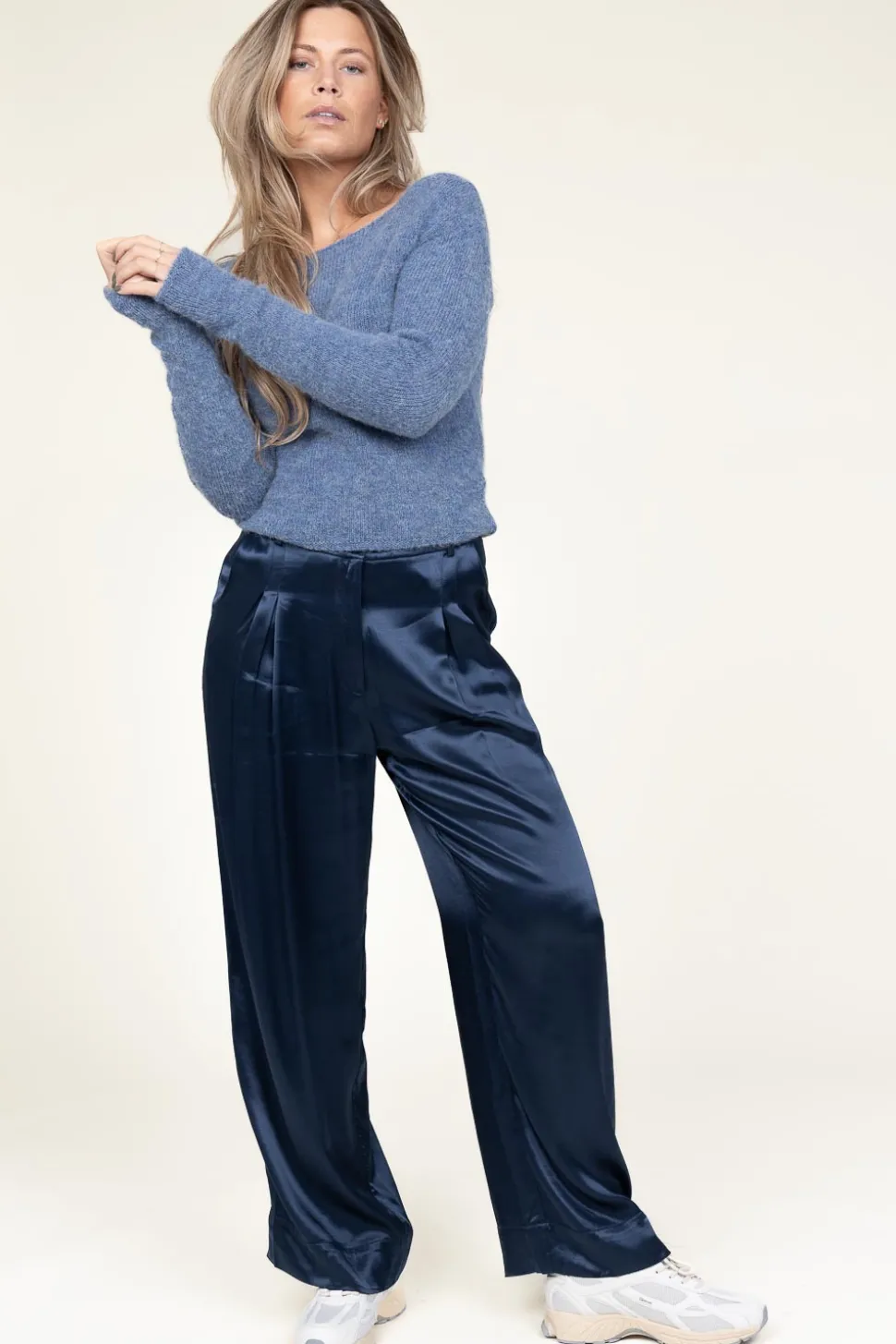 Satin Pants San Remo | Blue... | Greek Archaic Kori | Little Soho