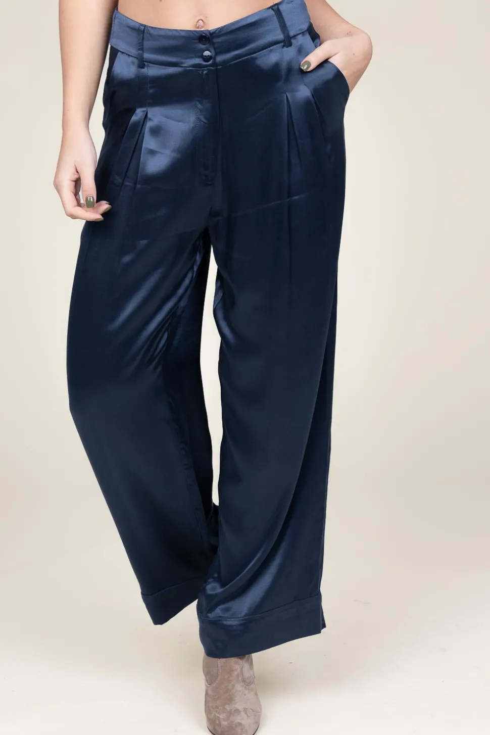 Satin Pants San Remo | Blue... | Greek Archaic Kori | Little Soho