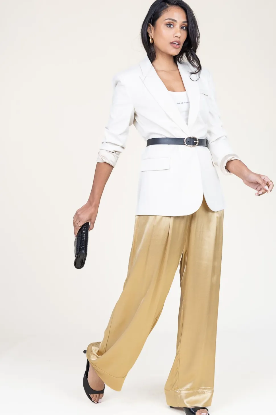 Satin Pants San Remo | Gold... | Greek Archaic Kori | Little Soho