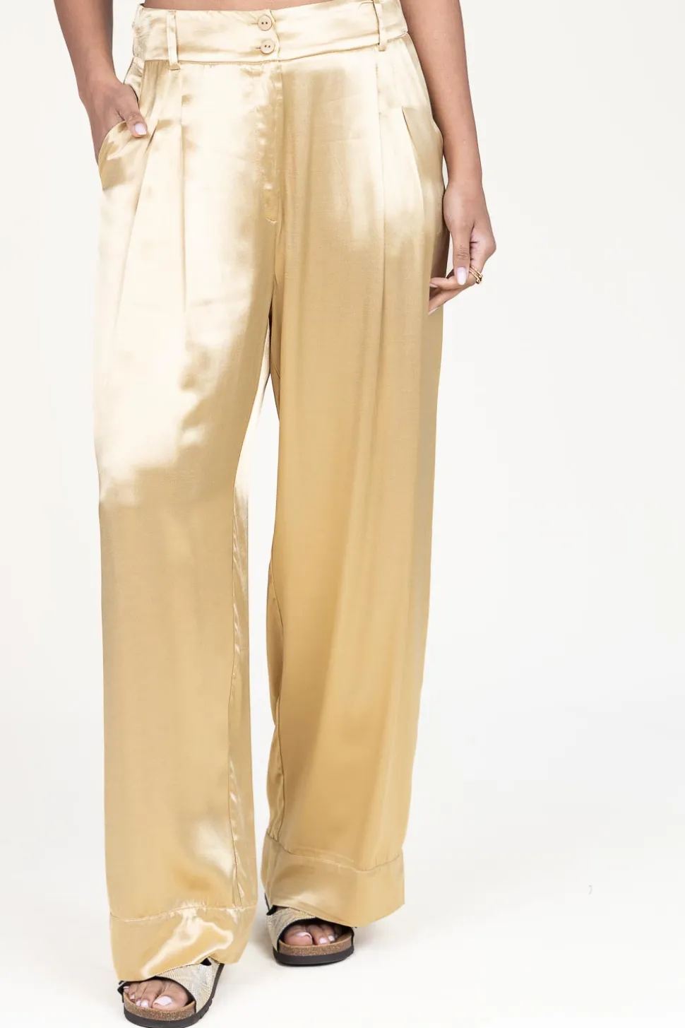 Satin Pants San Remo | Gold... | Greek Archaic Kori | Little Soho