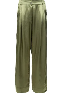 Satin Pants San Remo | Green... | Greek Archaic Kori | Little Soho