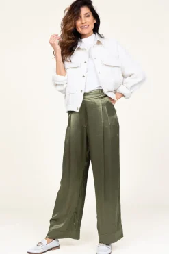 Satin Pants San Remo | Green... | Greek Archaic Kori | Little Soho