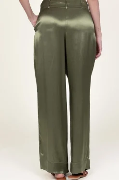 Satin Pants San Remo | Green... | Greek Archaic Kori | Little Soho