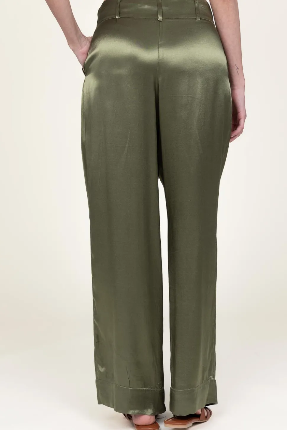 Satin Pants San Remo | Green... | Greek Archaic Kori | Little Soho