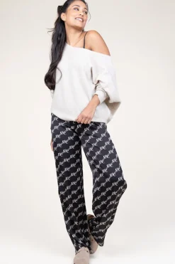 Satin Pants With Logo Line | Black... | Co'Couture | Little Soho