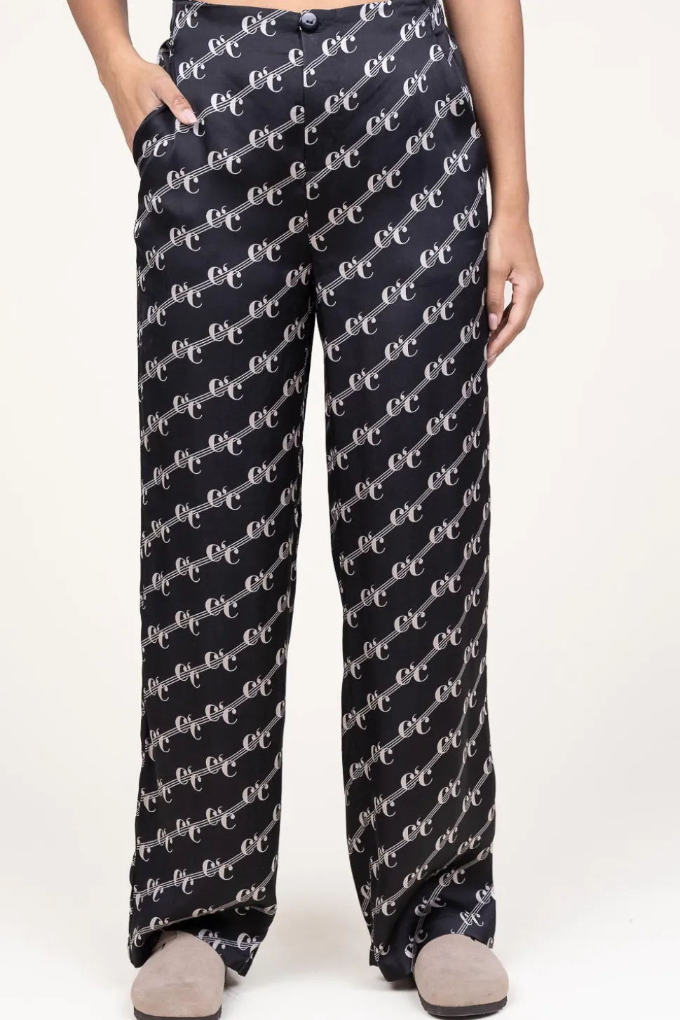 Satin Pants With Logo Line | Black... | Co'Couture | Little Soho