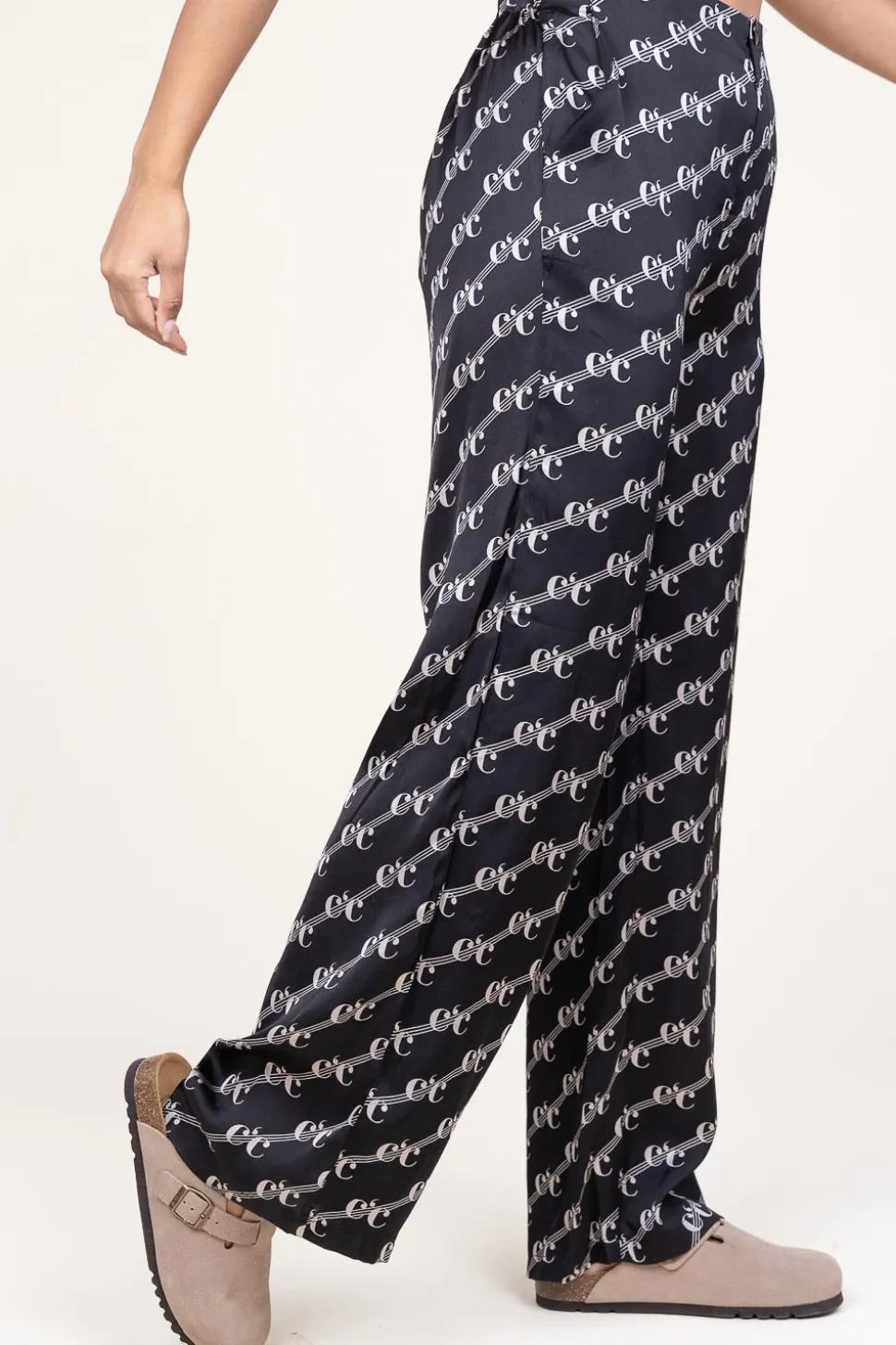 Satin Pants With Logo Line | Black... | Co'Couture | Little Soho