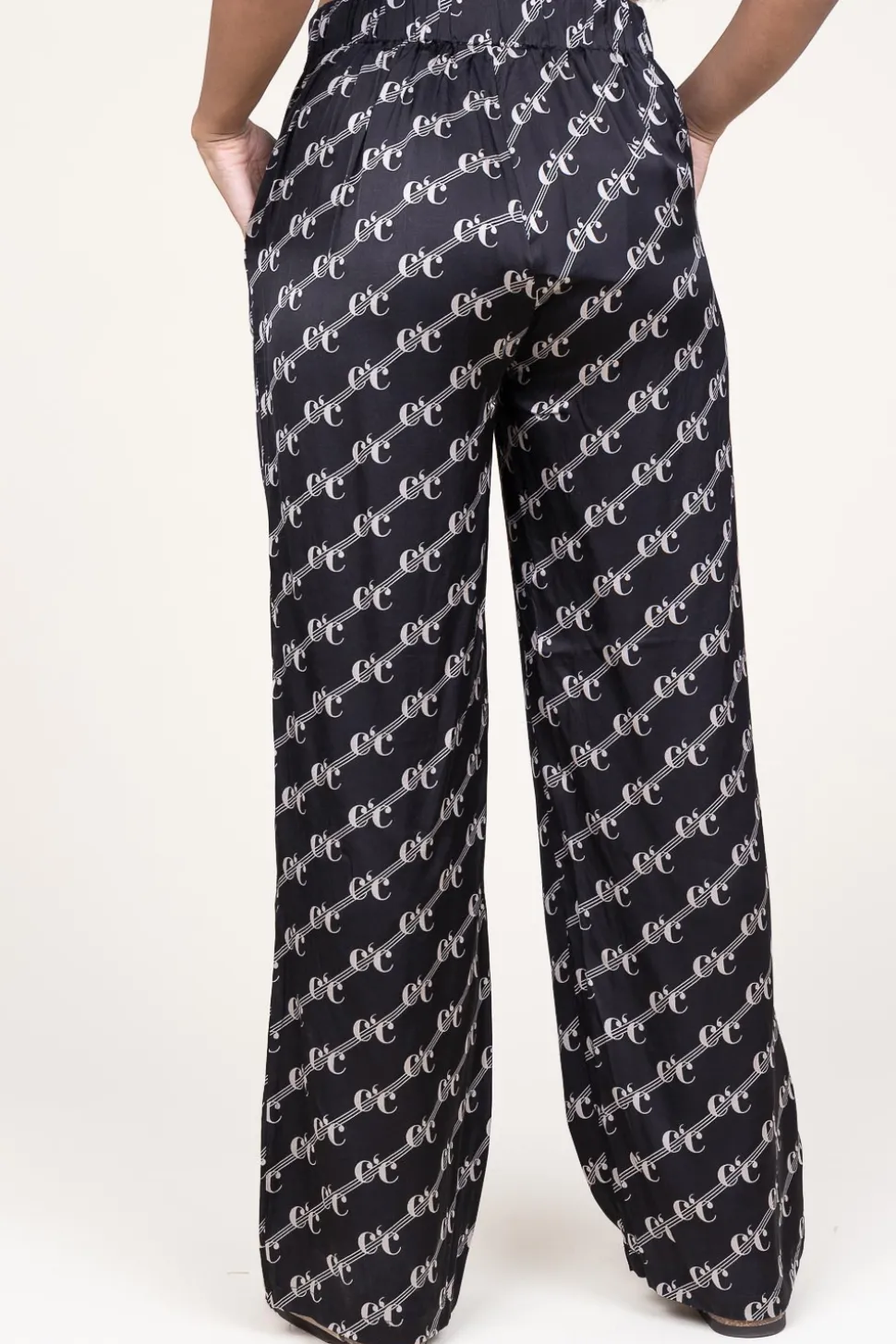 Satin Pants With Logo Line | Black... | Co'Couture | Little Soho
