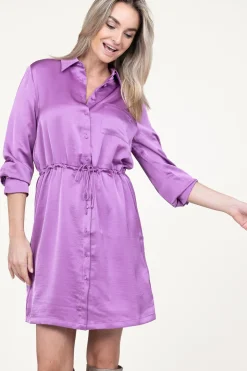 Satin Stretch Dress Nicola | Pink... | Dante 6 | Little Soho