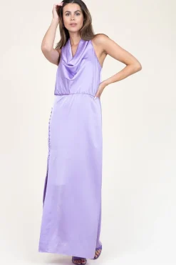 Satin Stretch Maxi Dress Marryme | Purple... | Dante 6 | Little Soho