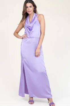 Satin Stretch Maxi Dress Marryme | Purple... | Dante 6 | Little Soho