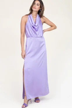 Satin Stretch Maxi Dress Marryme | Purple... | Dante 6 | Little Soho