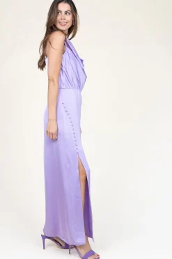 Satin Stretch Maxi Dress Marryme | Purple... | Dante 6 | Little Soho